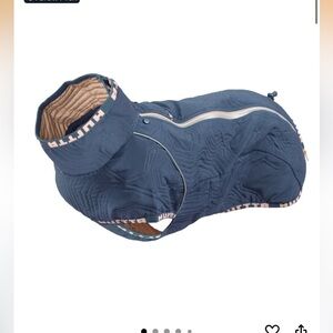 Hurtta casual quilted dog jacket Blue Dog Jacket with Pink Accents